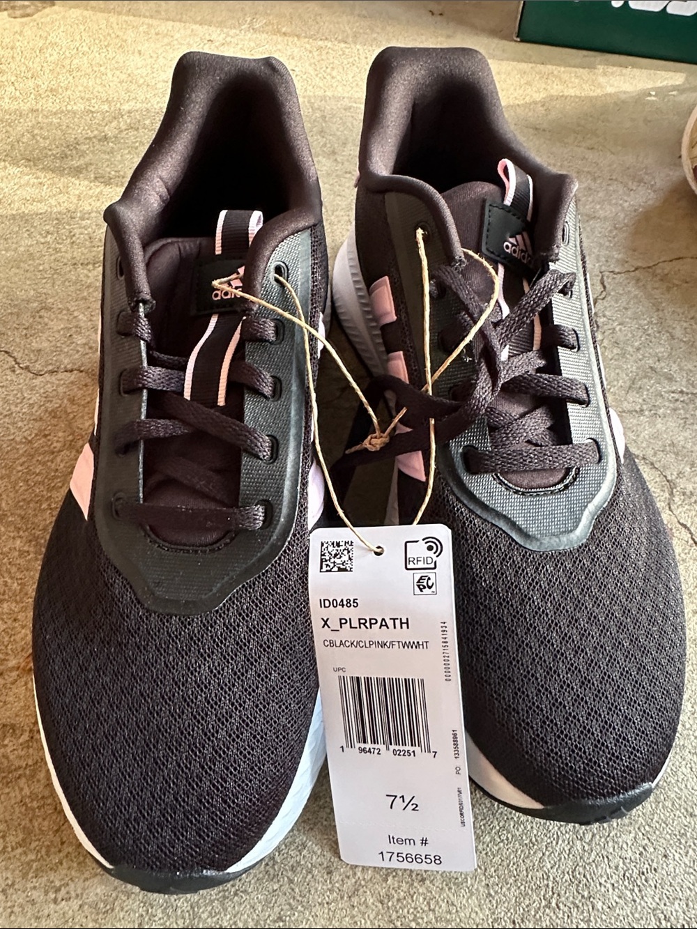 adidas Black and Pink Lightweight Lace-Up Sneakers